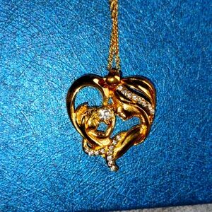 Mother & Child Heart Necklace w/AUSTRIAN CRYSTALS 💎
